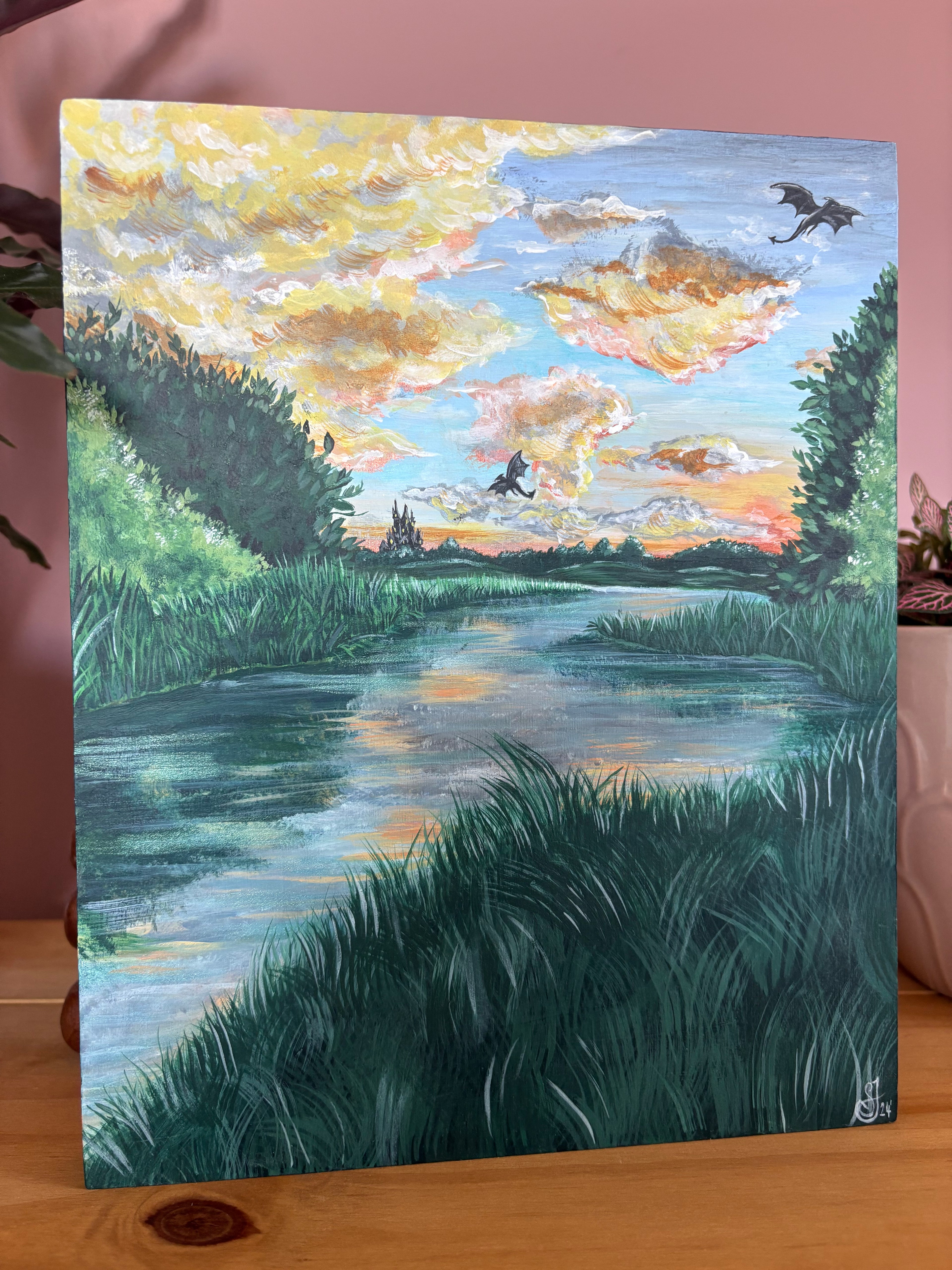 Sunset Dragons Original Painting