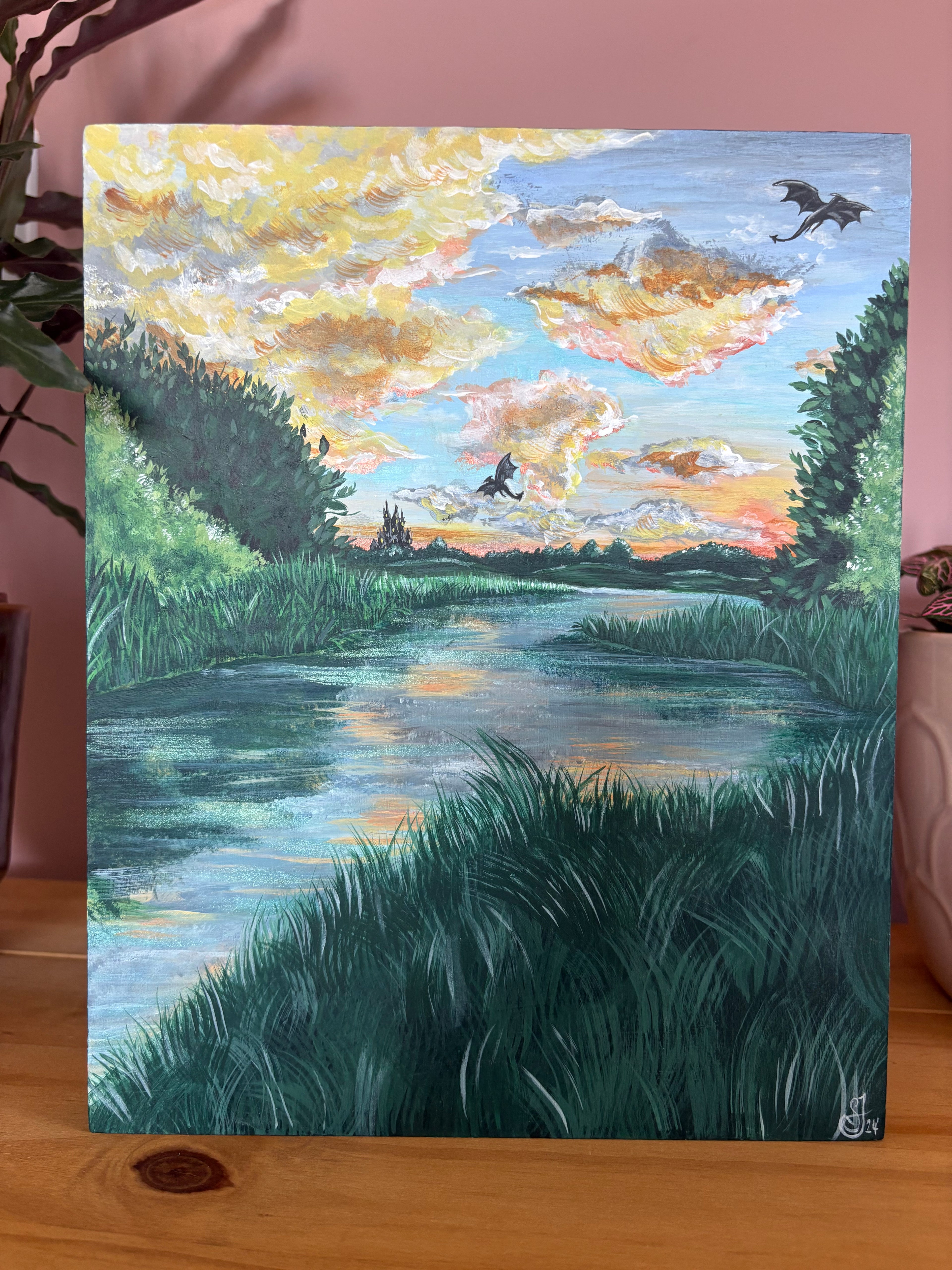 Sunset Dragons Original Painting